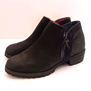 The North Face Bridgeton Blk Nubuck Ankle Bootie Side Zip Lug Sole Sz 9